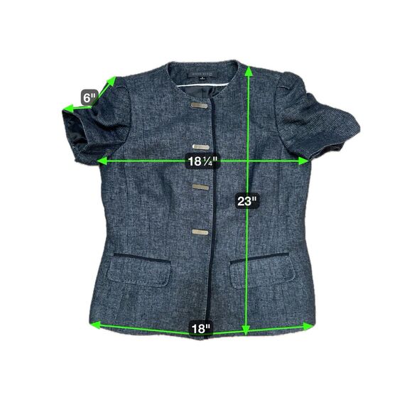 Women Tweed Linen Blend Blazer Size 8 Gray Cropped Office Career Teacher - Picture 8 of 8